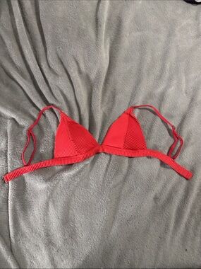 Hollister Red Ribbed Triangle Swim Top